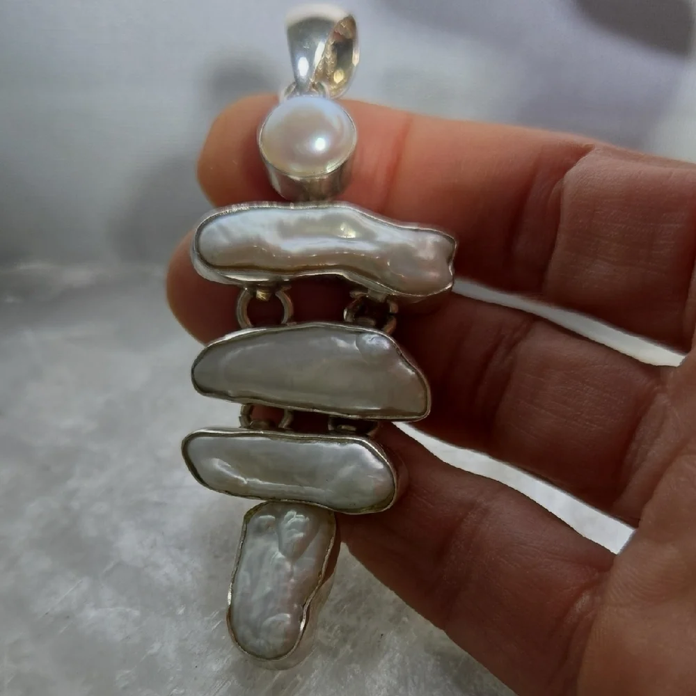 Charles Albert Silver and White Pearl Necklace